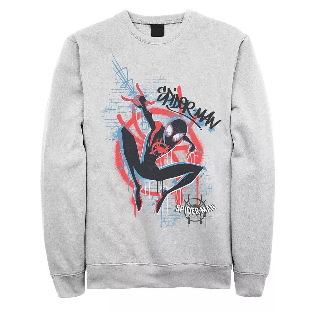 Men's Marvel Spiderverse Blue Red Brick Graffiti Graphic Fleece Pullover,  Product Image