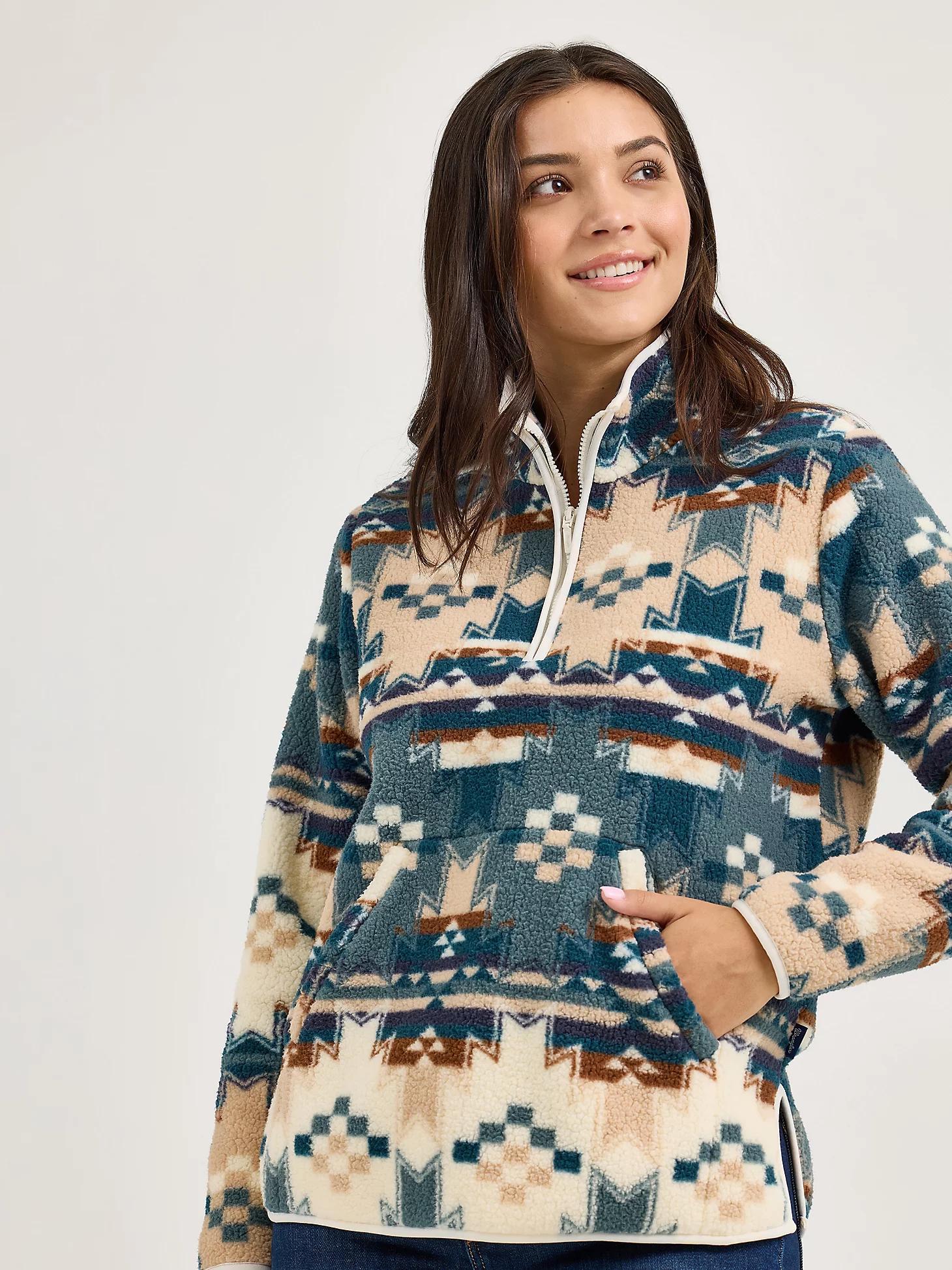 Women's Wrangler Retro® Quarter-Zip Sherpa Pullover in Dusty Product Image
