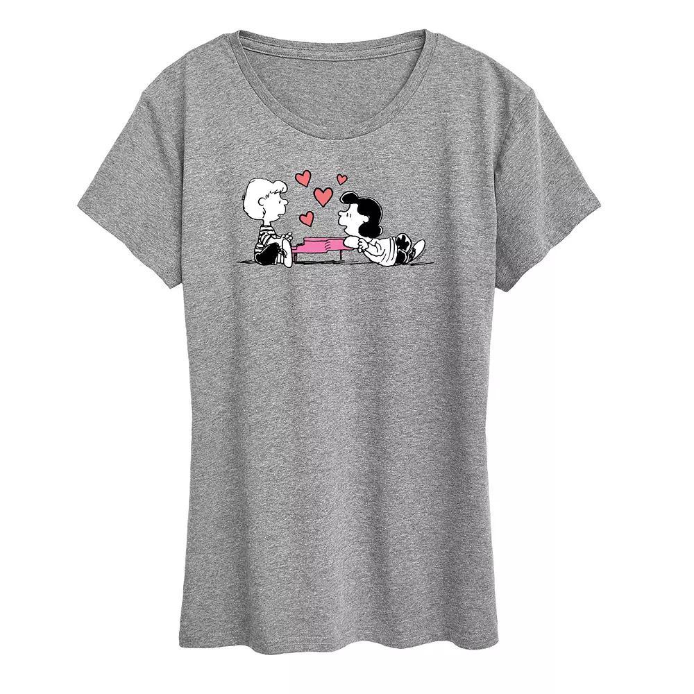 Women's Peanuts Heart Thoughts Graphic Tee, Size: Large, Grey Gray Product Image