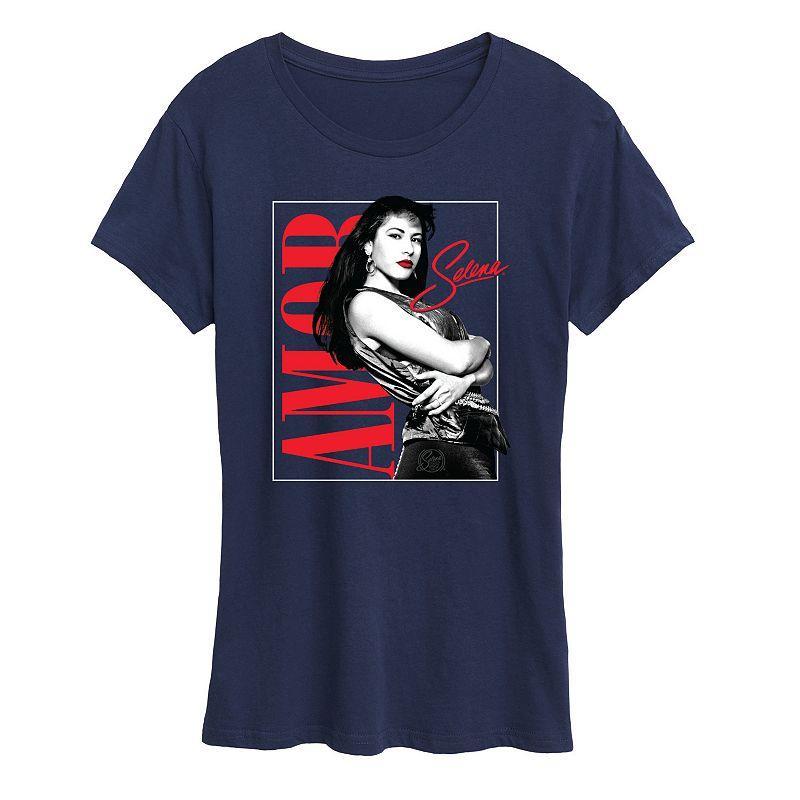 Womens Selena Quintanilla Amor Graphic Tee, Girls Blue Product Image