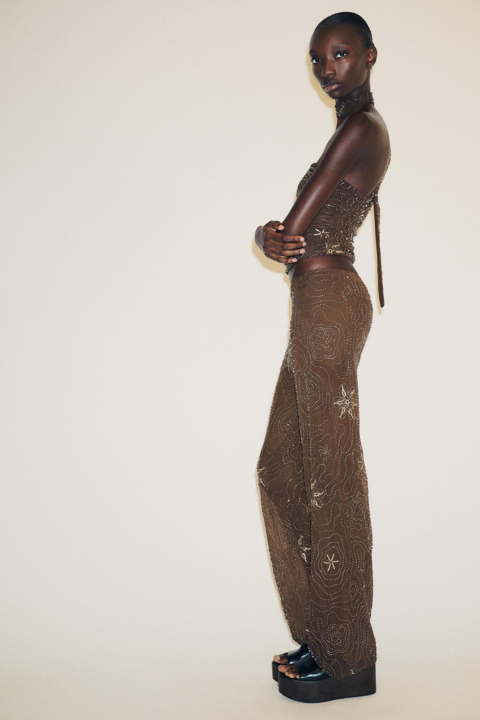 BEADED SEQUIN PANTS Product Image