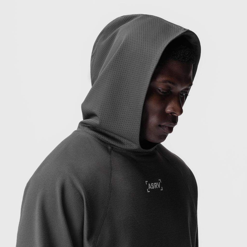 0958. Micro-Terry Raw Hem Hoodie - Black Product Image