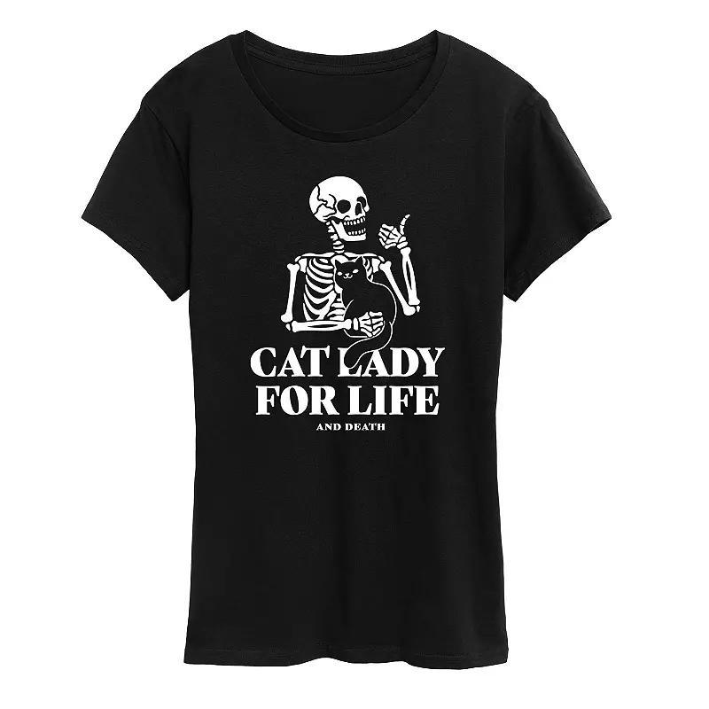 Women's Cat Lady For Like Skeleton Graphic Tee, Size: Small, Black Product Image