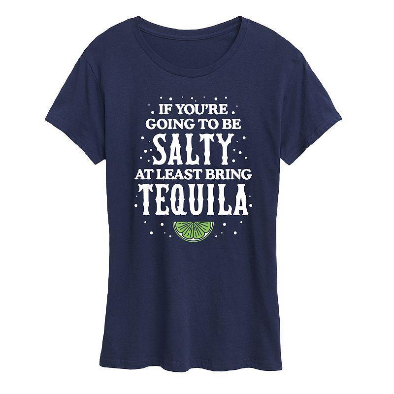 Womens Be Salty Bring Tequila Graphic Tee Heather Grey Product Image