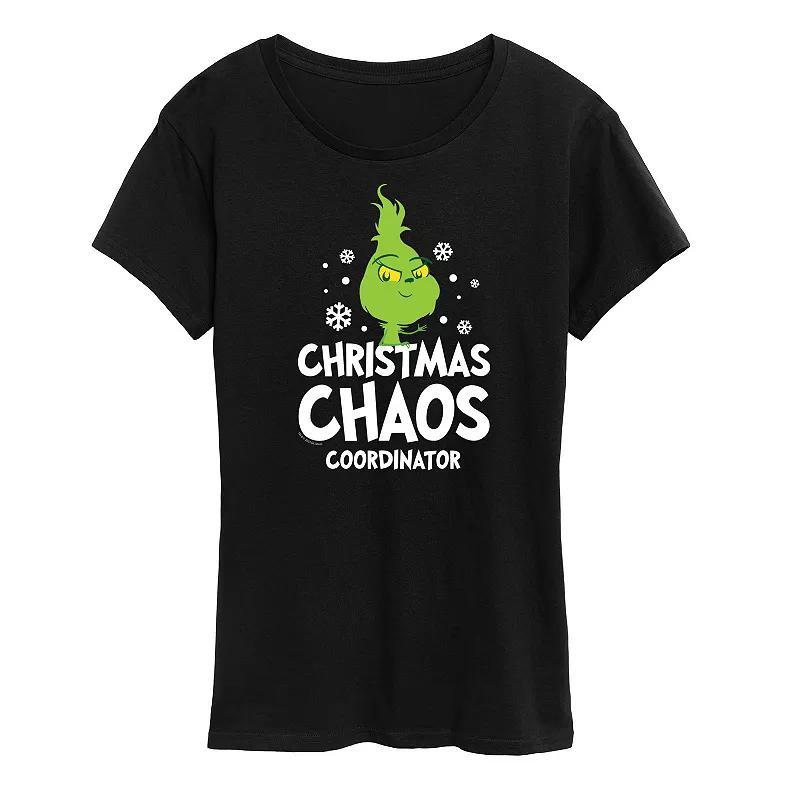 Womens Dr. Seuss Little Grinch Chaos Coordinator Graphic Tee, Girls Grey Red Product Image