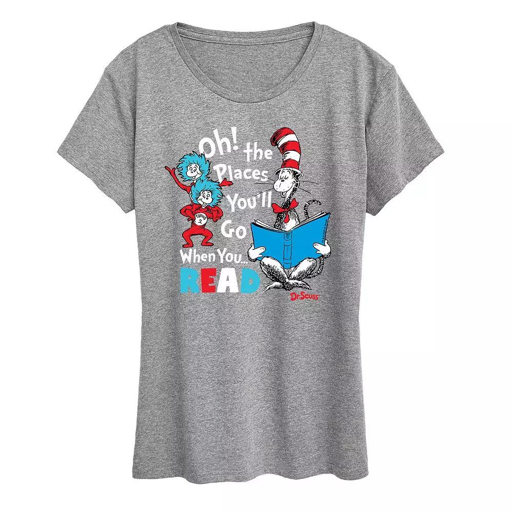 Women's Dr. Seuss When You Read Graphic Tee, Girl's, Size: Medium, Grey Gray Product Image