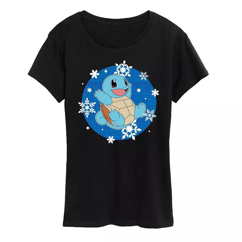 Women's Pokemon Squirtle Snowflake Graphic Tee, Size: Small, Black Product Image