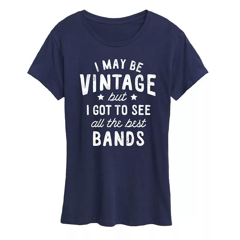 Womens I May Be Vintage Best Bands Graphic Tee Blue Product Image