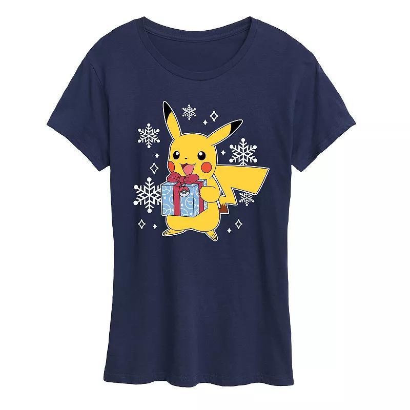 Women's Pokemon Pika Presents Tee, Girl's, Size: Large, Grey Gray Product Image