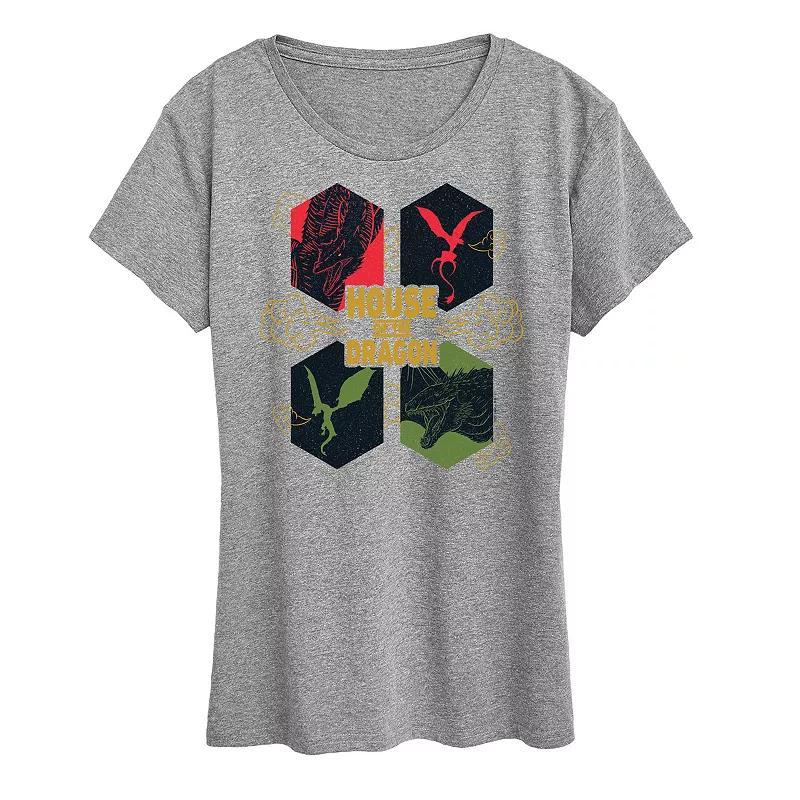 Women's House of the Dragon Dragon Icon Grid Graphic Tee, Size: XL, Grey Gray Product Image