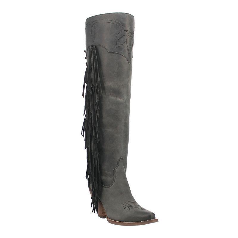 Dingo Sky High Over The Knee Distressed Leather Fringe Western Boots Product Image