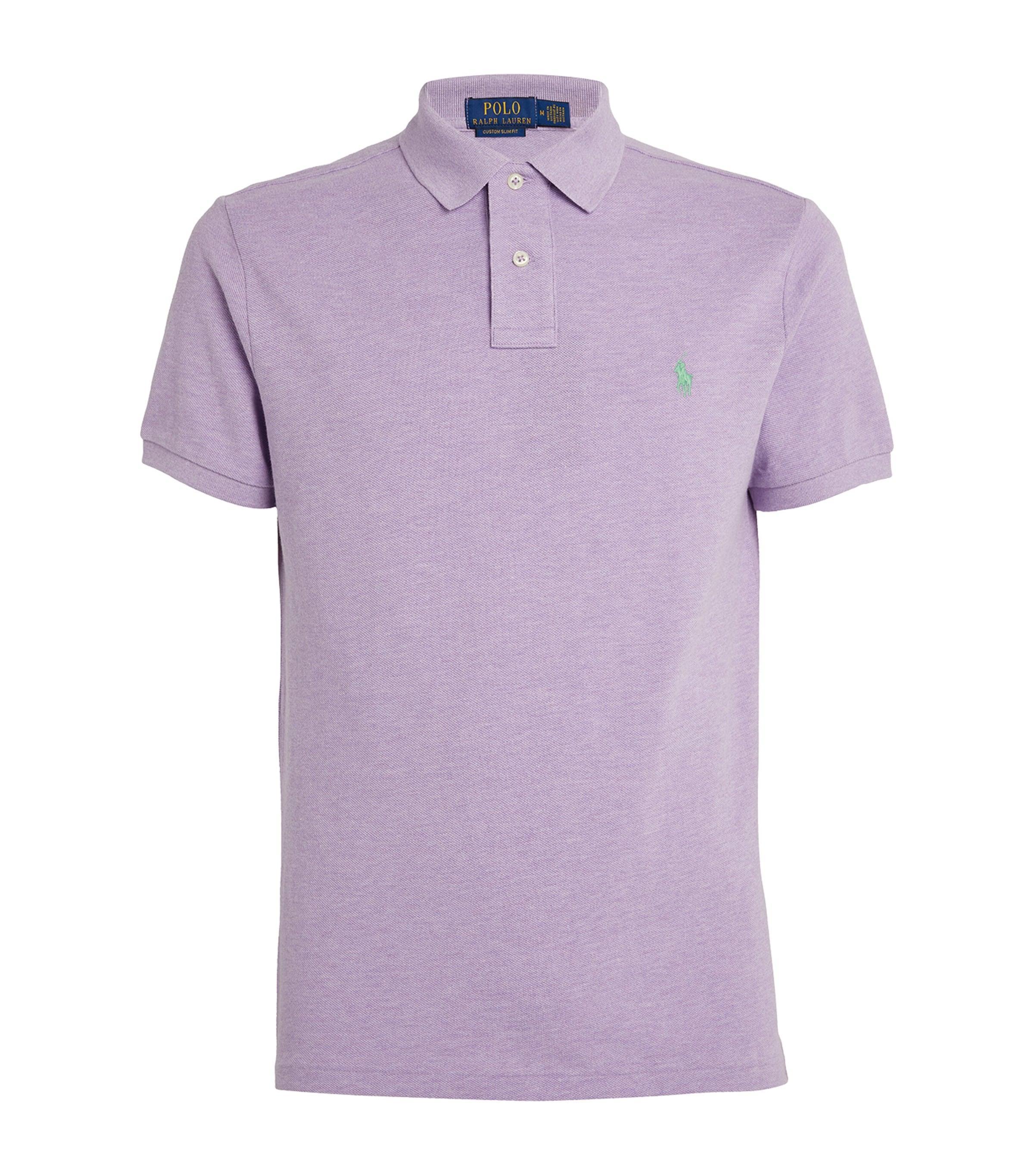 POLO RALPH LAUREN Cotton Mesh Slim-fit Polo Shirt In Purple Product Image