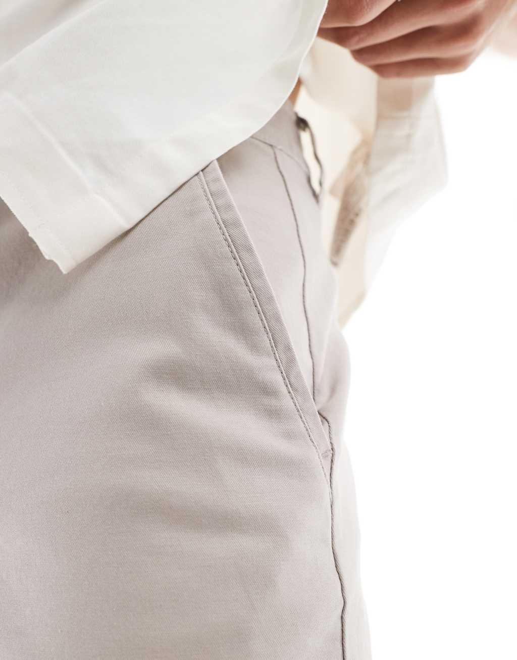 ASOS DESIGN 2 pack slim chino shorts in stone and charcoal save Product Image