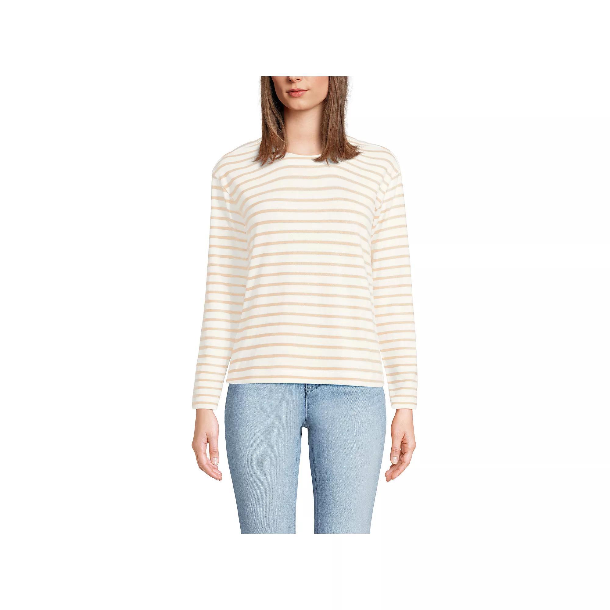Women's Lands' End Long Sleeve Mariner Jersey Crewneck Tee,  Product Image