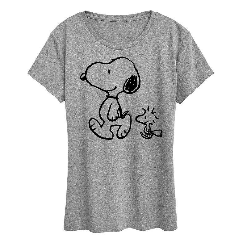 Womens Peanuts Snoopy & Woodstock Walk Graphic Tee, Girls Product Image