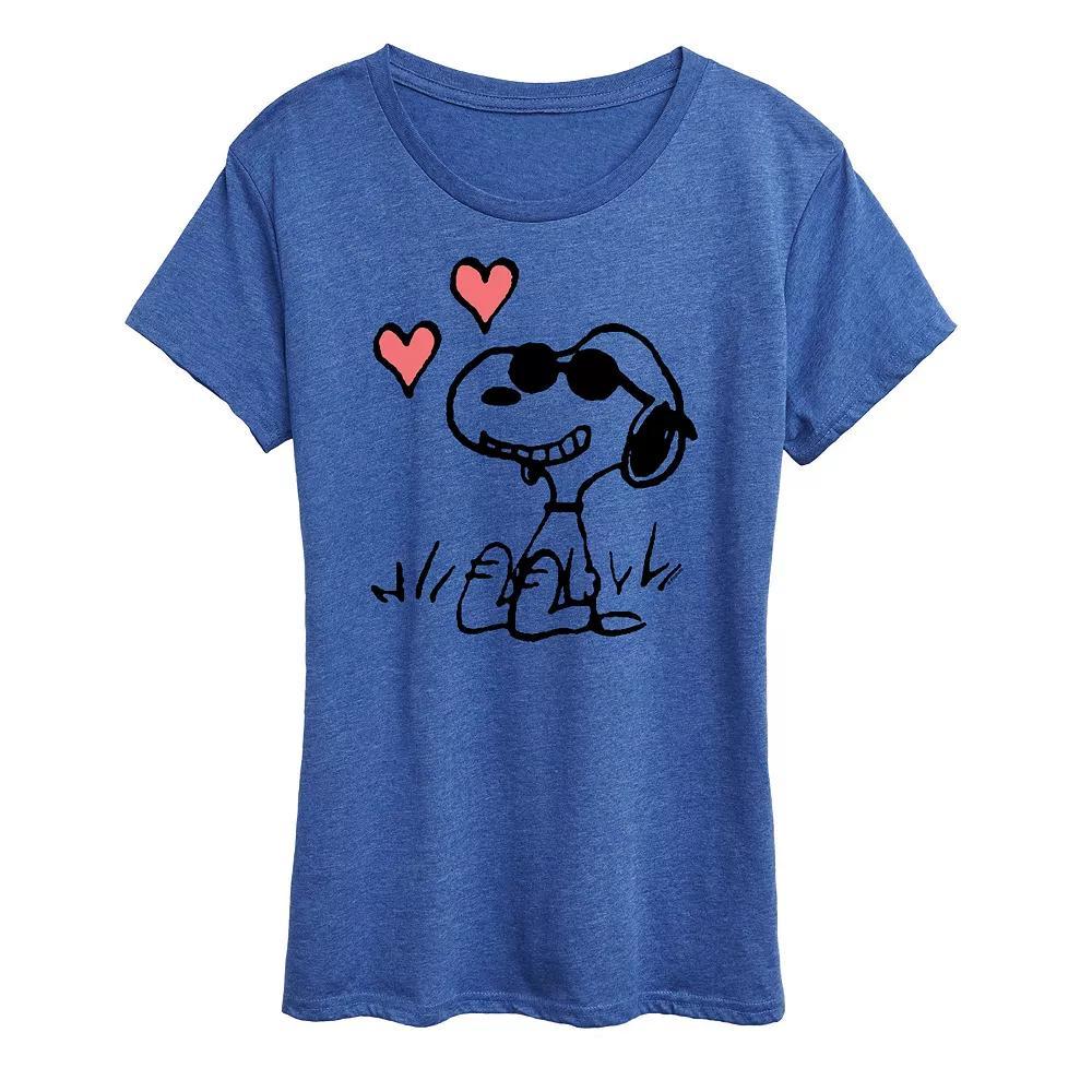Women's Peanuts Snoopy Joe Cool Sitting Hearts Graphic Tee,  Product Image