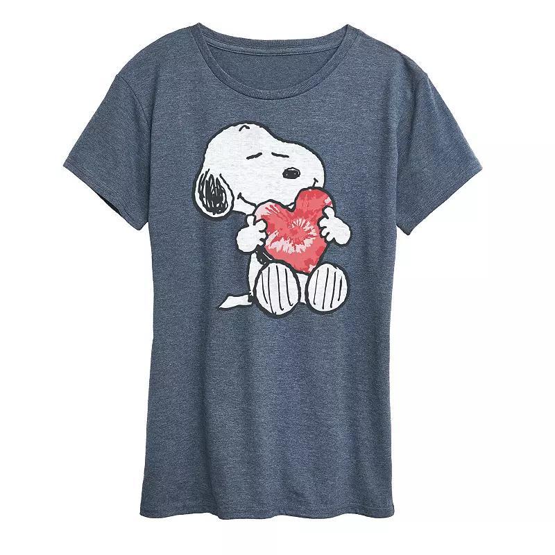 Women's Peanuts Snoopy With Heart Graphic Tee, Girl's, Size: Small, Grey Dark Red Product Image