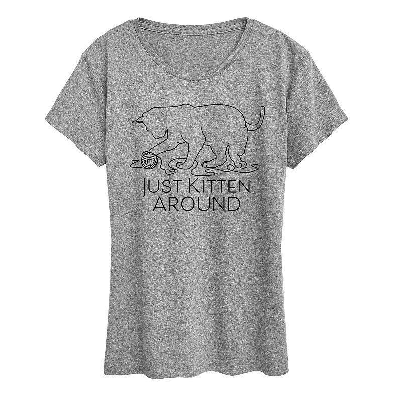 Women's Just Kitten Around Graphic Tee, Size: Large, Grey Gray Product Image