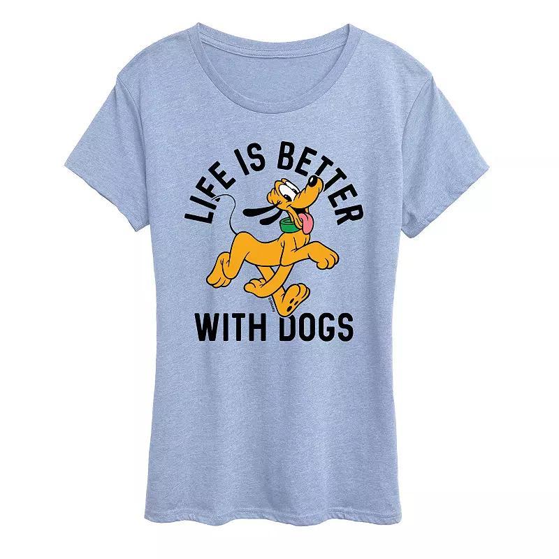 Disney's Pluto Women's Life Is Better With Dogs Graphic Tee,  Product Image