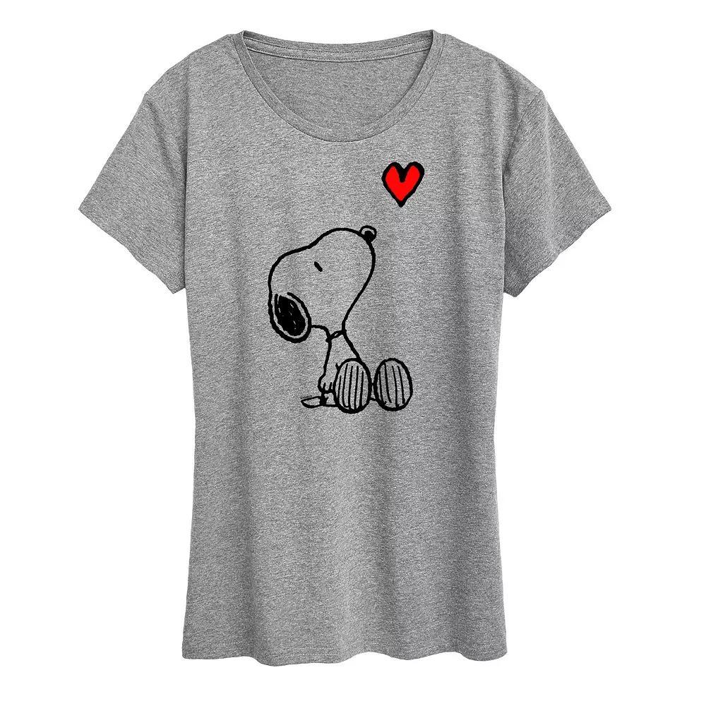 Women's Peanuts Red Snoopy Heart Graphic Tee, Girl's,  Product Image