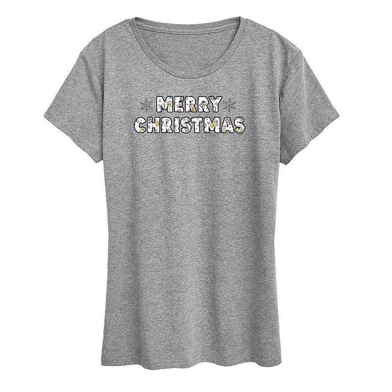 Disney's Winnie The Pooh Women's Merry Christmas Graphic Tee, Girl's, Size: XL, Grey Red Product Image