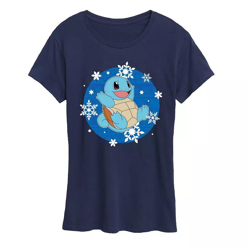 Women's Pokemon Squirtle Snowflake Graphic Tee, Size: Medium, Blue Product Image