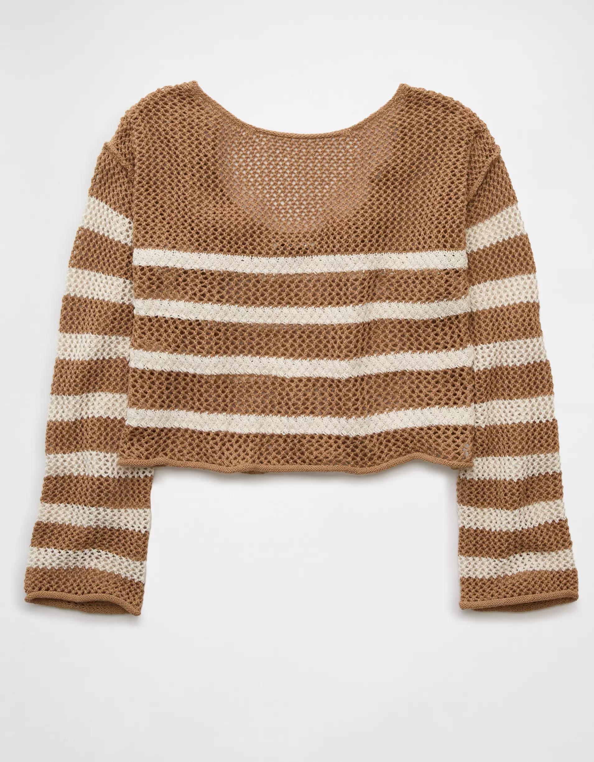 AE Off The Shoulder Crochet Sweater Product Image