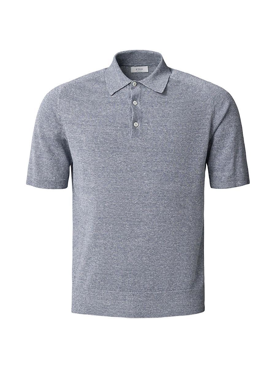 Mens Linen-Cotton Woven Polo Shirt Product Image