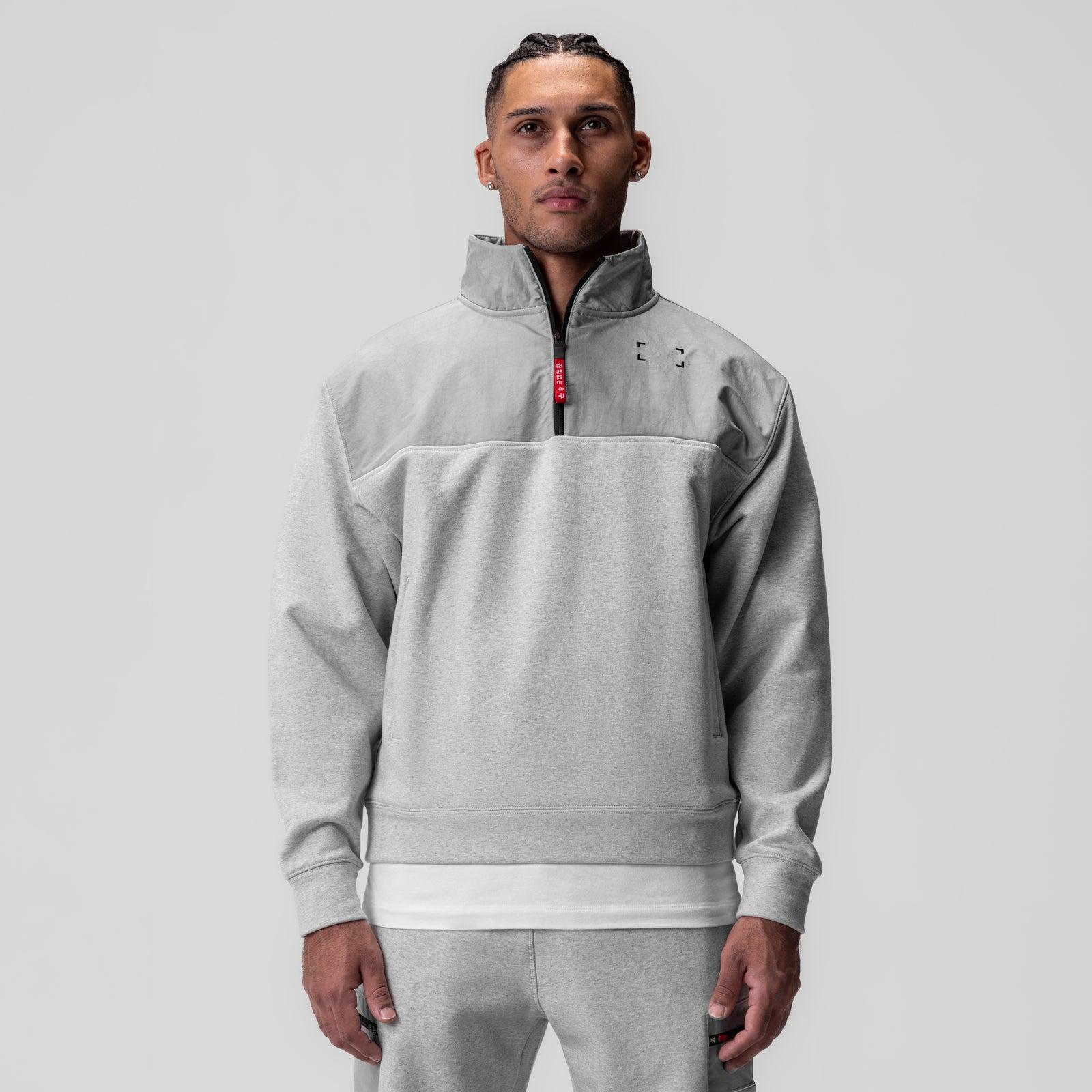 0903. Tech-Terry™ Paneled Quarter Zip - Heather Grey "Wave Dye" Product Image