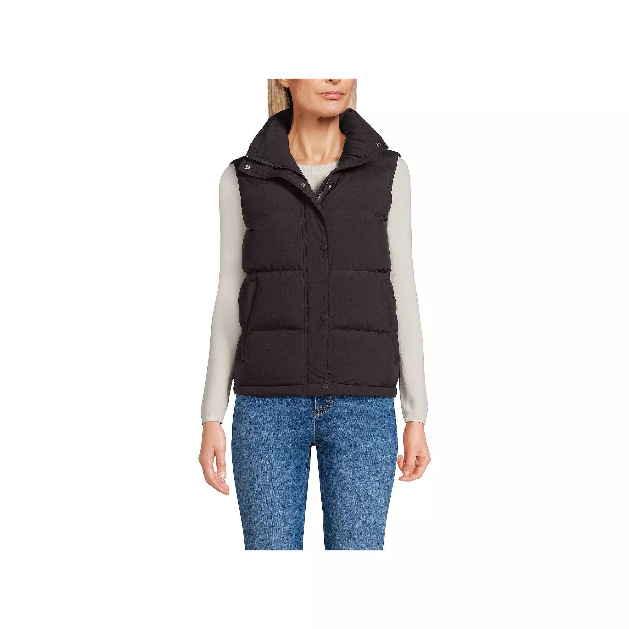 Women's Lands' End Wide Channel 600 Down Puffer Vest, Size: Medium, Rich Brown Product Image