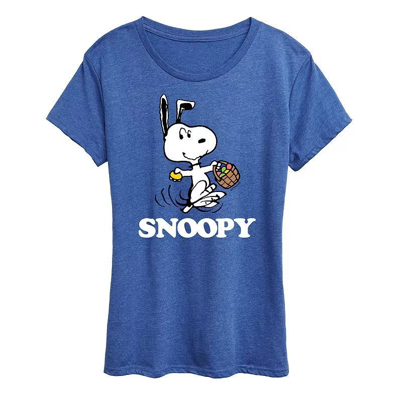 Women's Peanuts Snoopy Easter Basket Graphic Tee, Size: XL, Grey Green Product Image