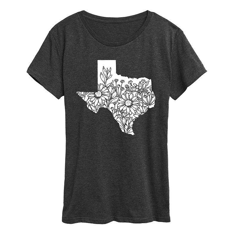 Women's Floral Texas Graphic Tee, Size: Small, Heather Grey Product Image