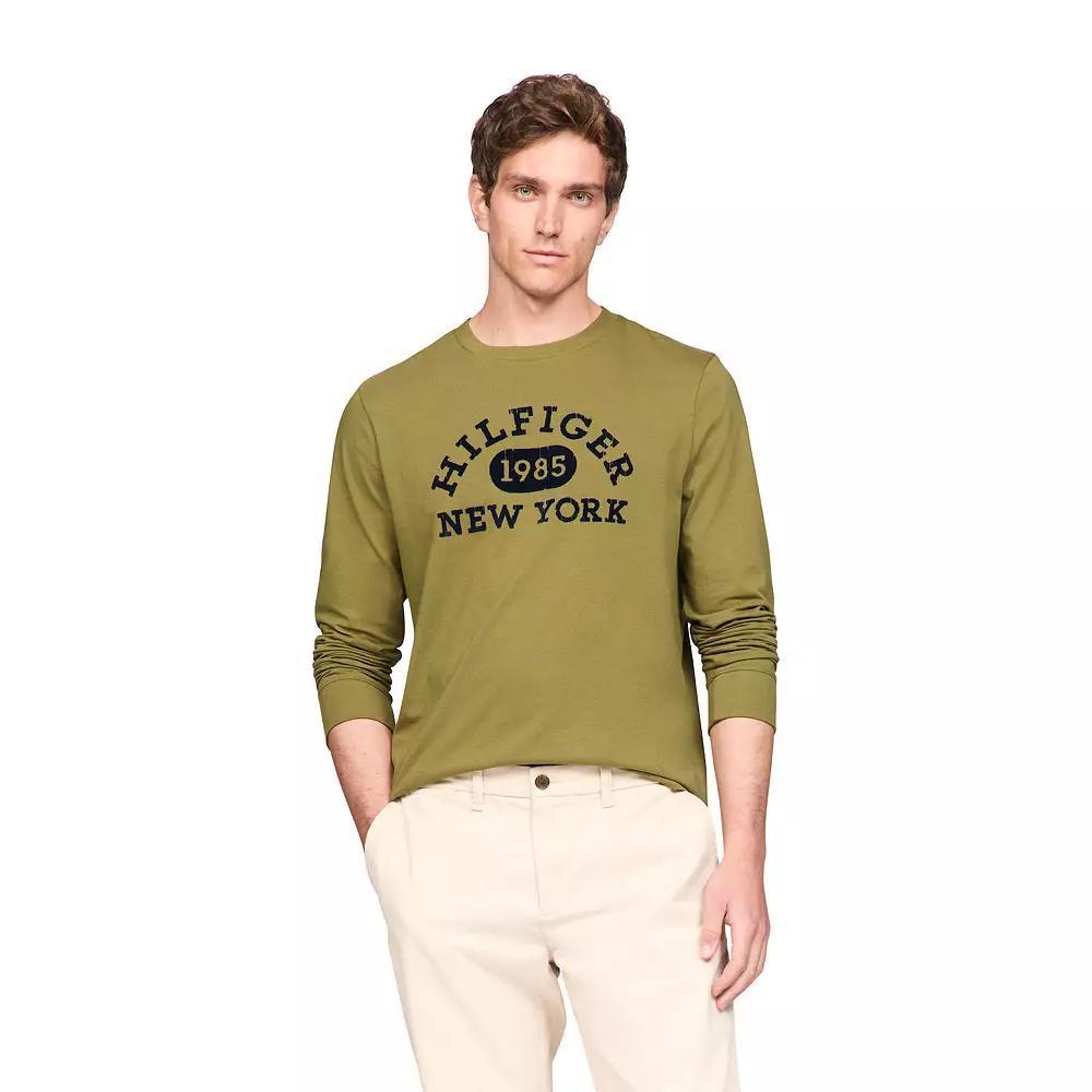 Men's Tommy Hilfiger Monotype Collegiate Long Sleeve Tee, Size: Large, Milky Way Product Image