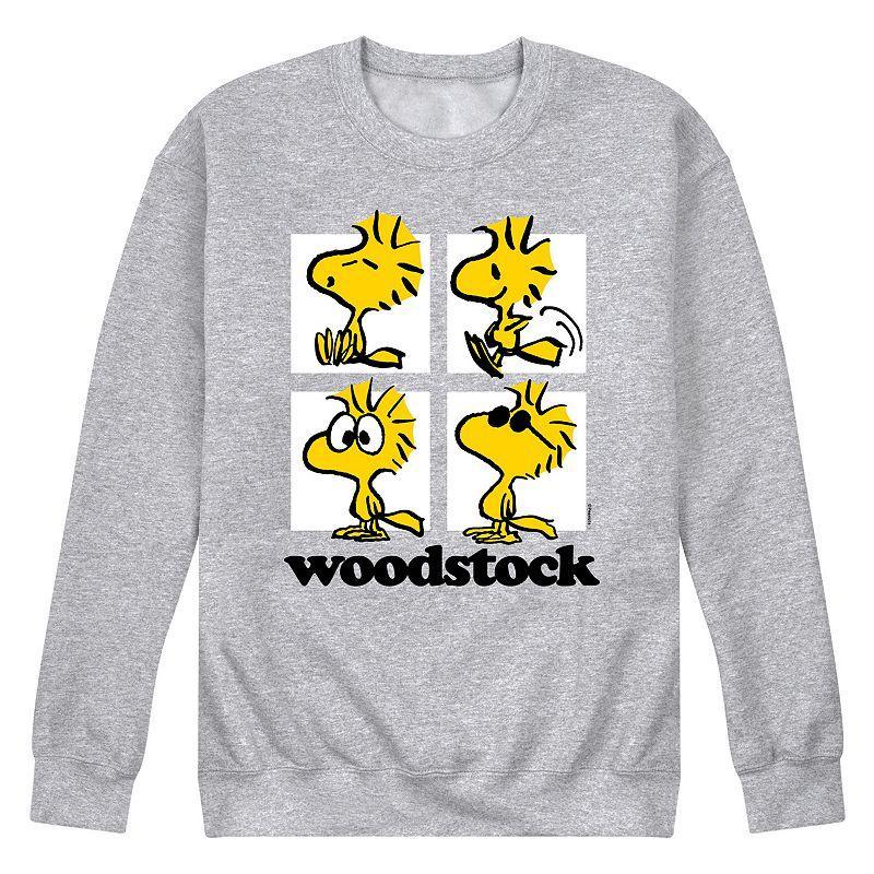 Men's Peanuts Woodstock Grid Long Sleeve, Size: XL, Grey Gray Product Image