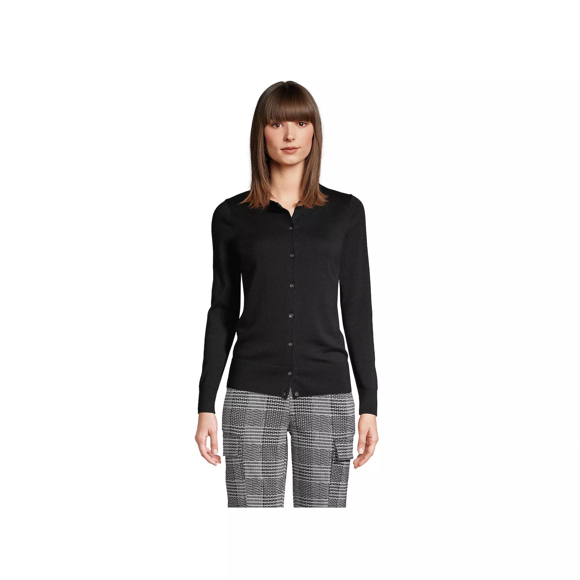 Women's Lands' End Tall Fine Gauge Cotton Cardigan Sweater,  Product Image