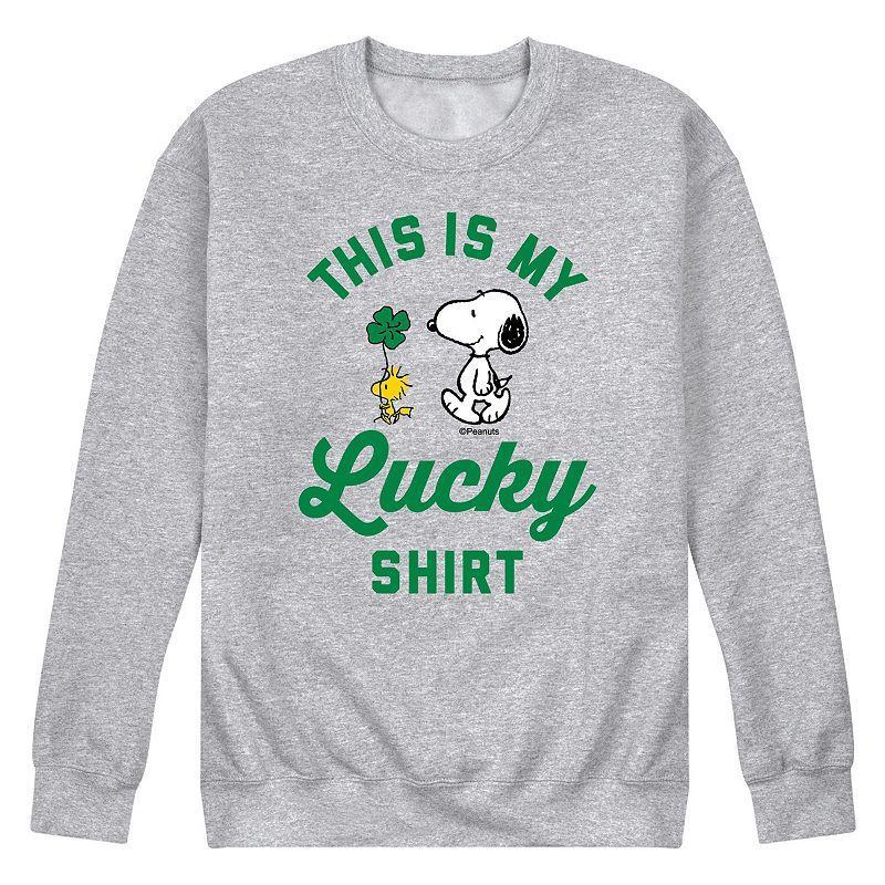 Men's Peanuts Lucky Shirt Fleece Sweatshirt, Size: Medium, Pink Product Image