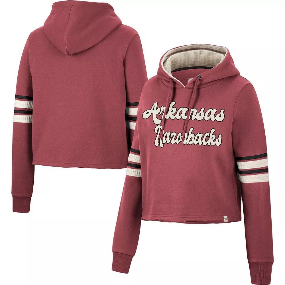 Women's Colosseum Cardinal Arkansas Razorbacks Retro Cropped Pullover Hoodie, Size: 2XL, Red Product Image
