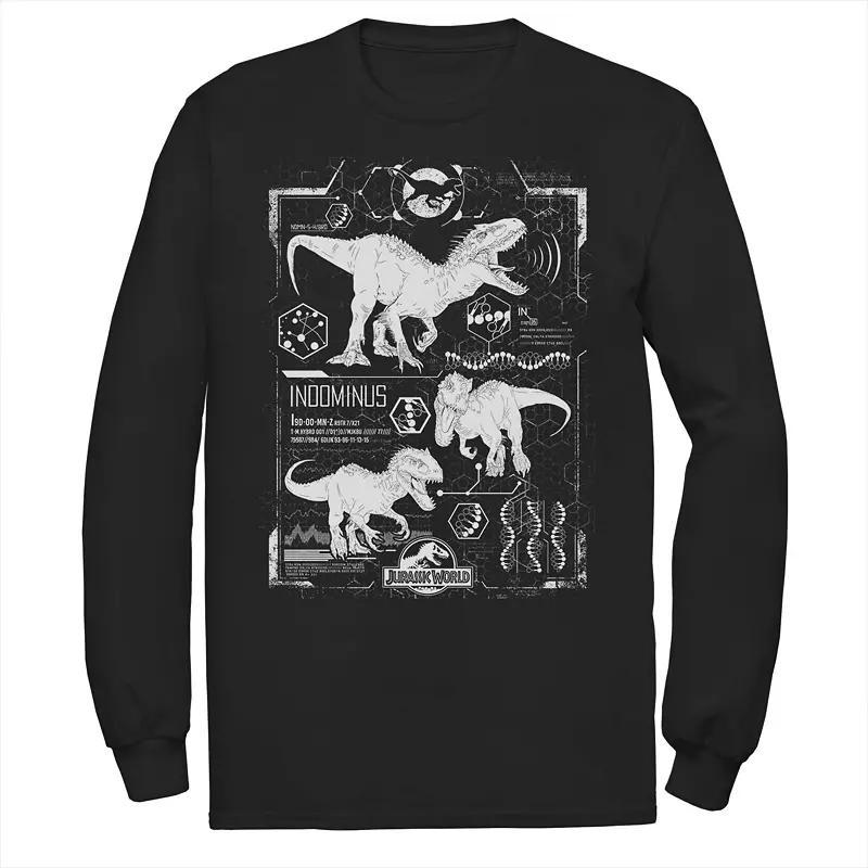 Men's Jurassic World Indominus Rex Green Schematic Long Sleeve Tee,  Product Image