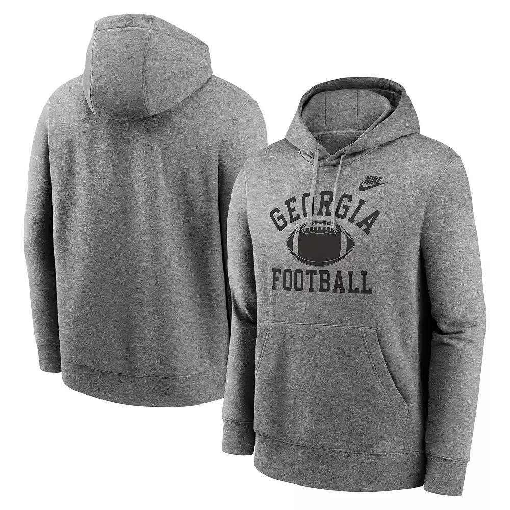 Men's Nike Heather Gray Georgia Bulldogs Legacy Football Icon Club Fleece Pullover Hoodie, Size: Medium, Grey Product Image