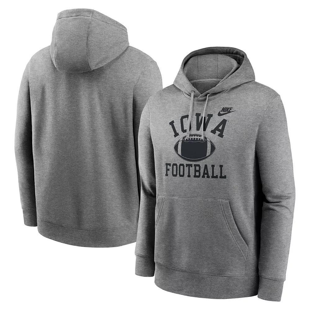 Men's Nike Heather Gray Iowa Hawkeyes Legacy Football Icon Club Fleece Pullover Hoodie,  Product Image