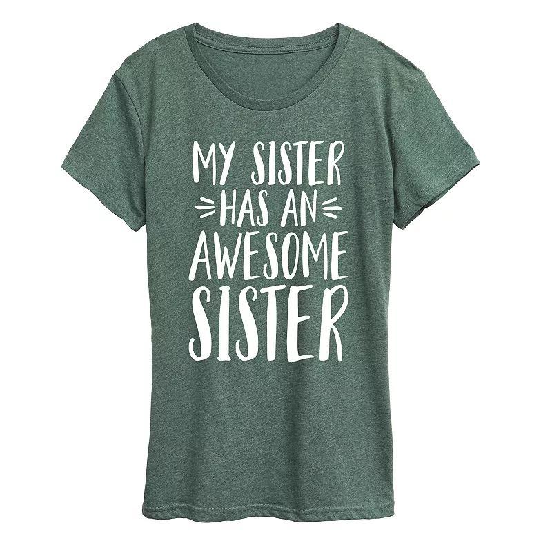 Women's My Sister Has Awesome Sister Graphic Tee, Girl's, Size: Large, Grey Blue Product Image