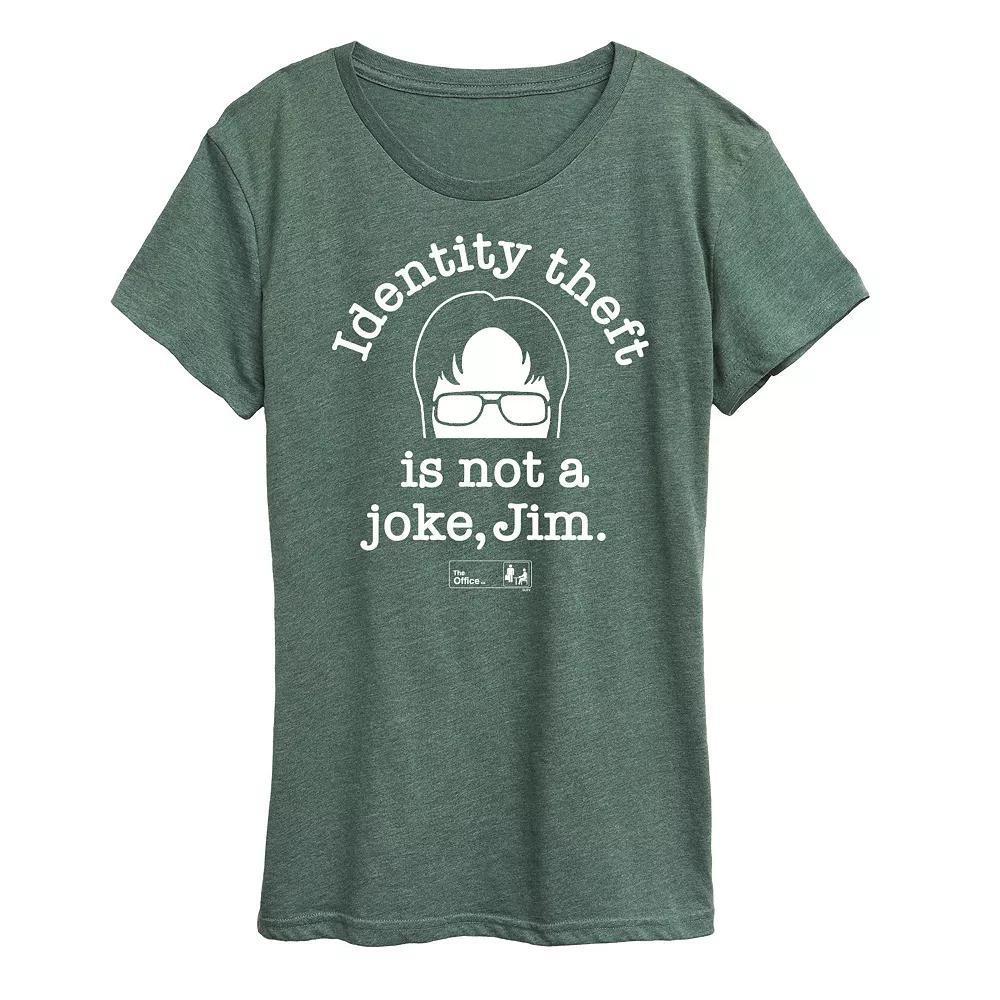 Women's The Office Identity Theft Graphic Tee, Size: Medium, Grey Juniper Product Image