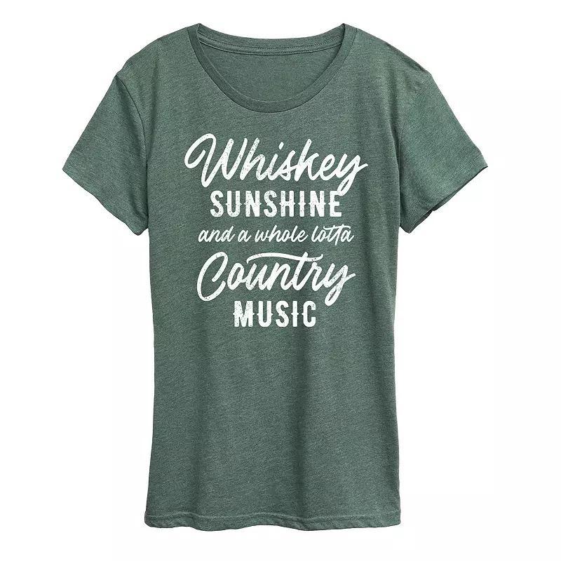 Women's Whiskey Sunshine Country Music Graphic Tee, Size: Small, Heather Grey Product Image