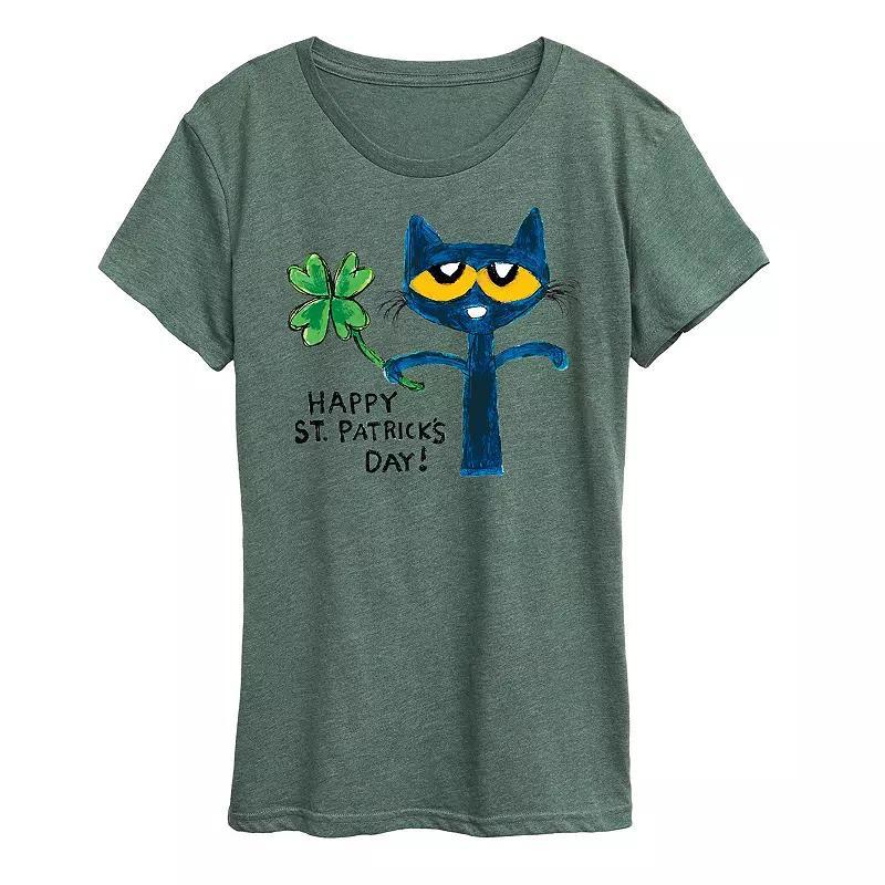 Women's Pete The Cat Happy St. Patricks Day Graphic Tee, Size: XL, Grey Juniper Product Image