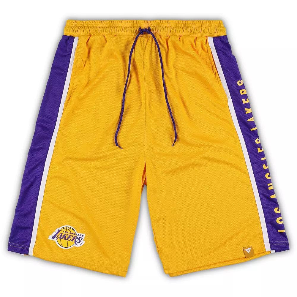 Men's Fanatics Branded Gold Los Angeles Lakers Big & Tall Referee Iconic Mesh Shorts,  Product Image