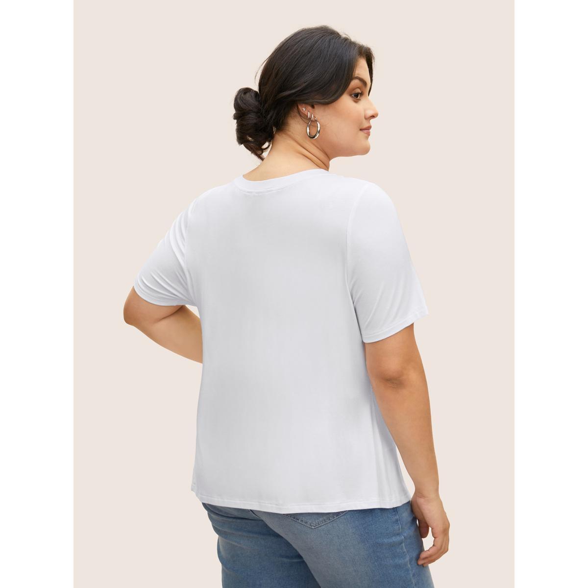 Plus Size Supersoft Essentials Solid Basic Knit T-shirt Originalwhite Women Leisure Non Round Neck Bodycon Casual T-shirts BloomChic 10/M Product Image