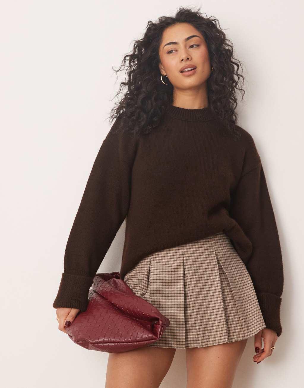 ASOS DESIGN pleated mini skirt in check Product Image