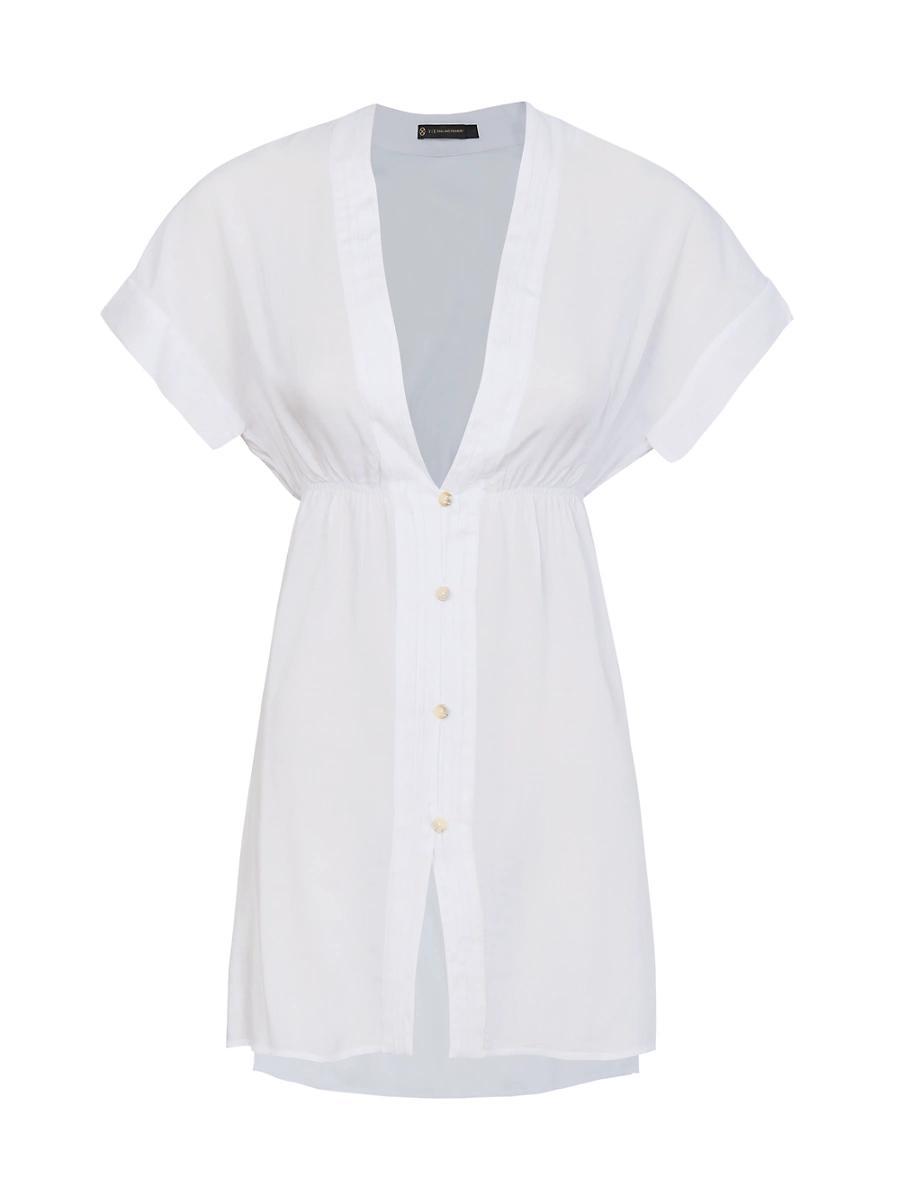 Solid Fuji Pleats Button-Front Caftan Product Image