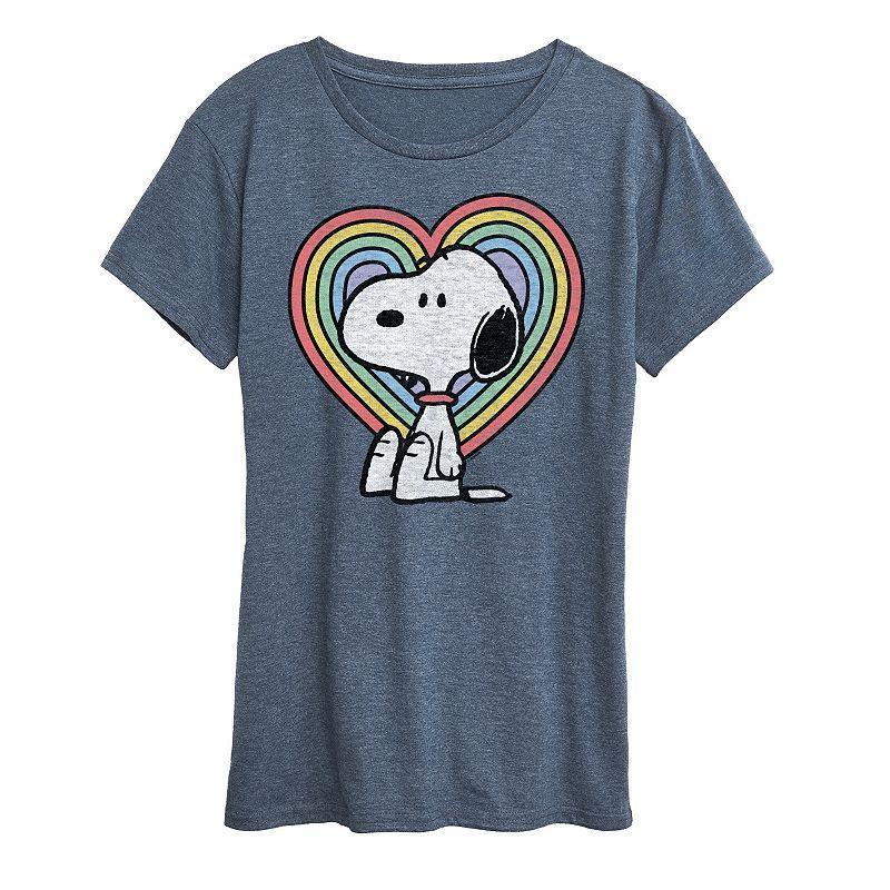 Women's Peanuts Snoopy Pastel Heart Graphic Tee, Girl's, Size: XXL, Grey Gray Product Image