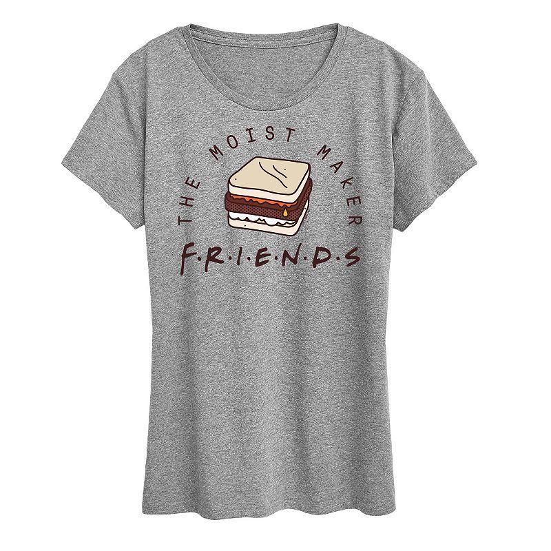 Womens Friends Moist Maker Graphic Tee, Girls Grey Gray Product Image